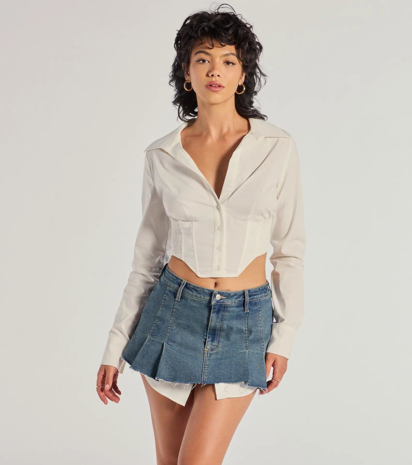 Fashion Design Chic Structure Long Sleeve Cropped Corset Top