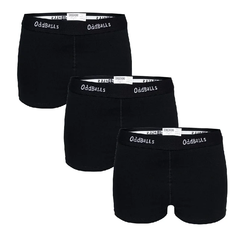 Retro Prints Classic Black Bundle - Ladies Boxers 3 Pack Bundle