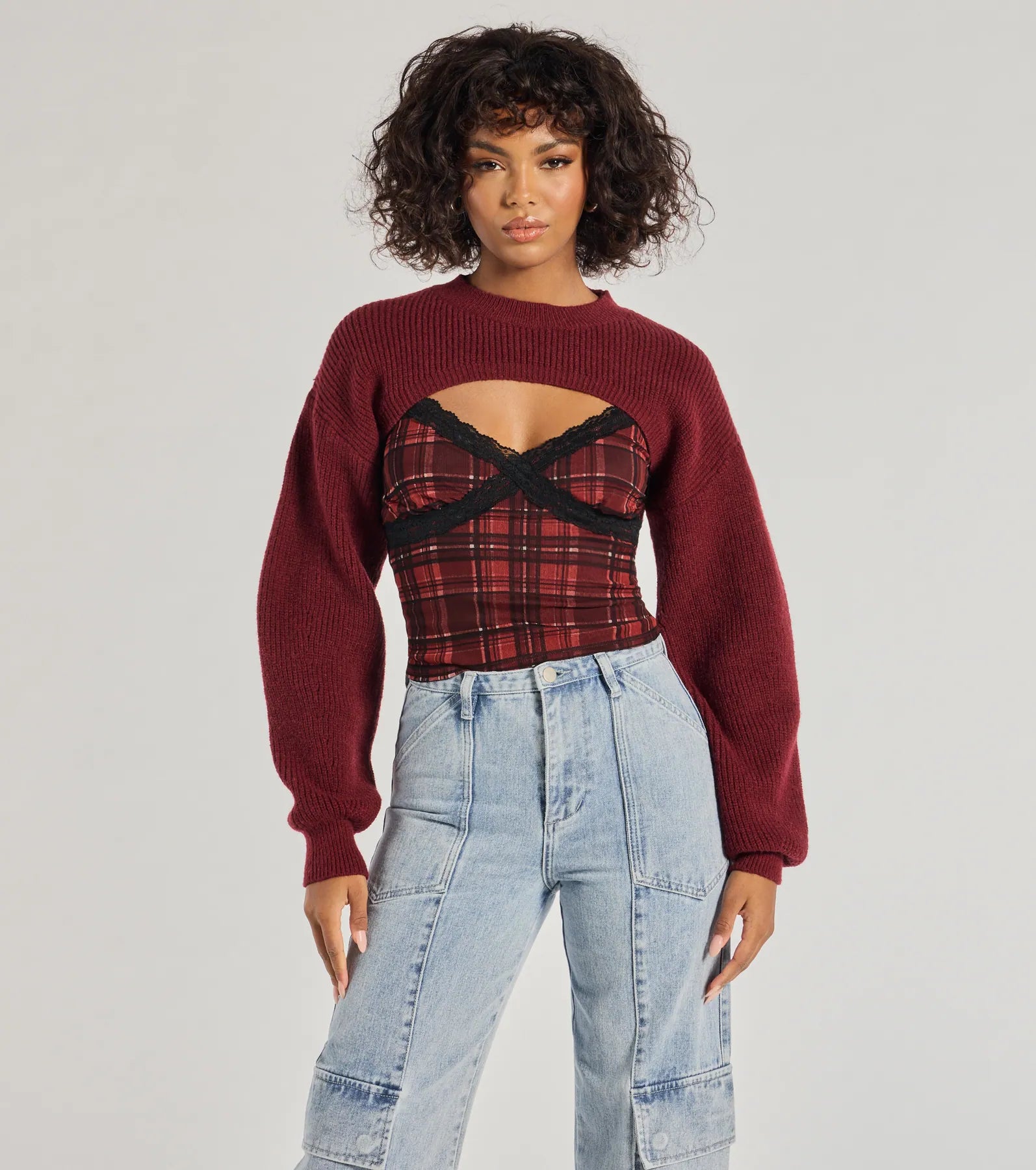 French Style Cozy Babe Long Sleeve Sweater Knit Topper
