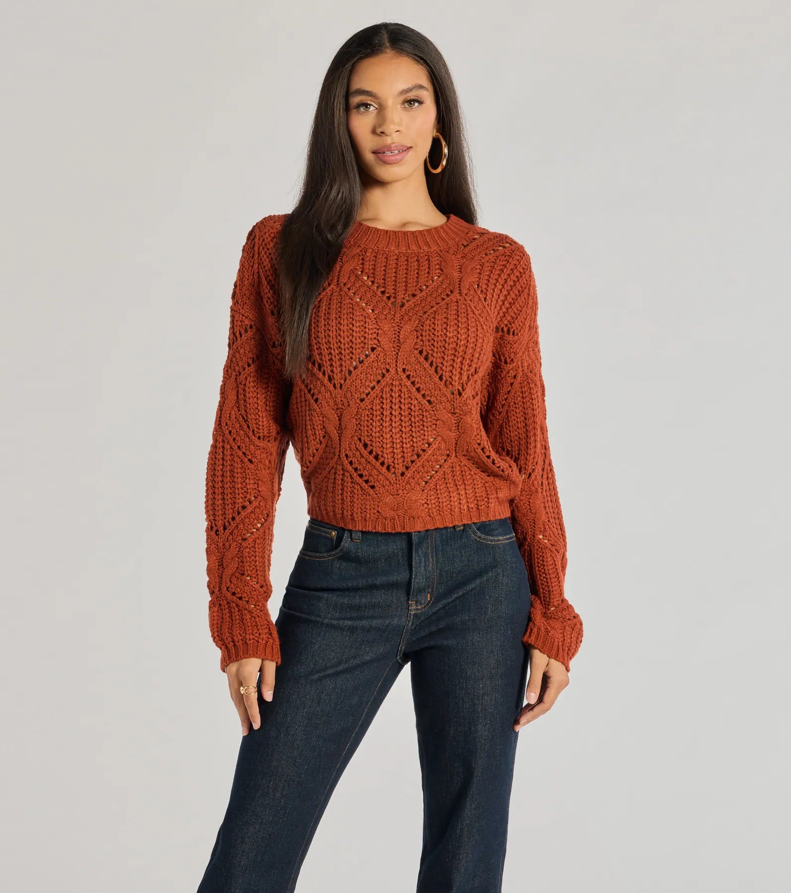 Unique Design Cozy Mood Cable Knit Pullover Sweater