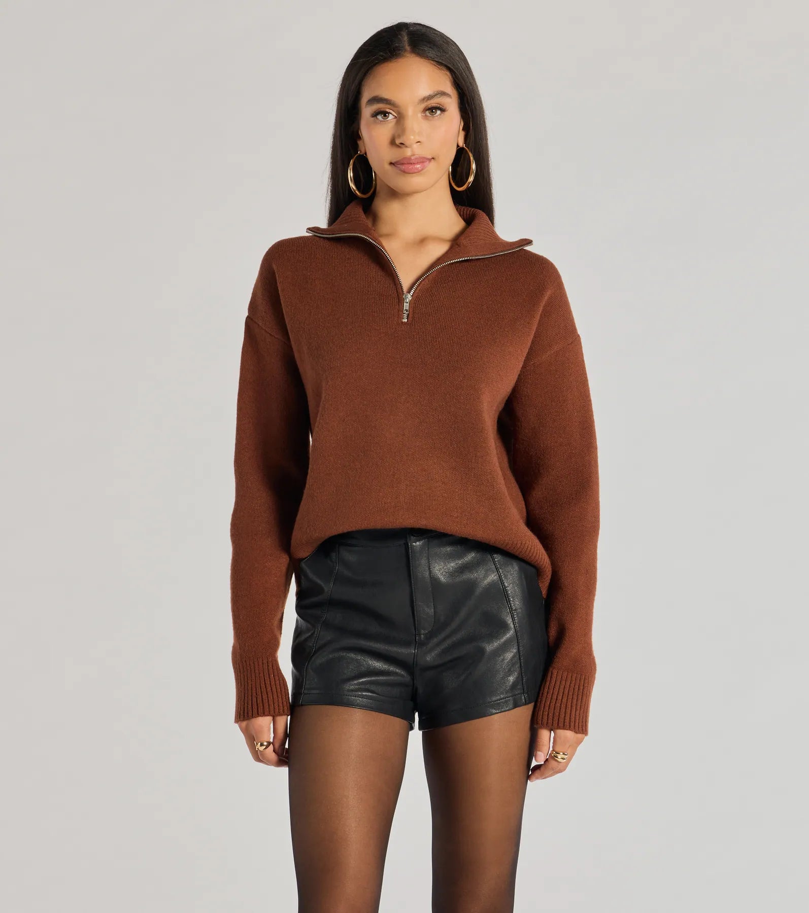 Warm Chic Outfits Cozy Staple Ribbed Knit Pullover Sweater