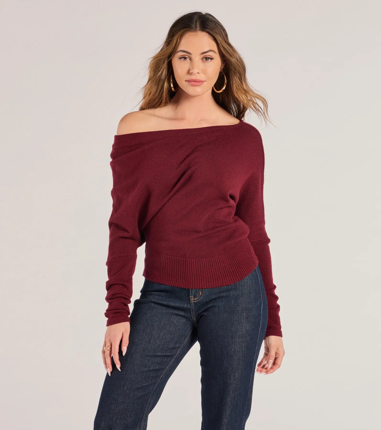 Exquisite Craftsmanship Cute And Cozy Off-Shoulder Knit Sweater