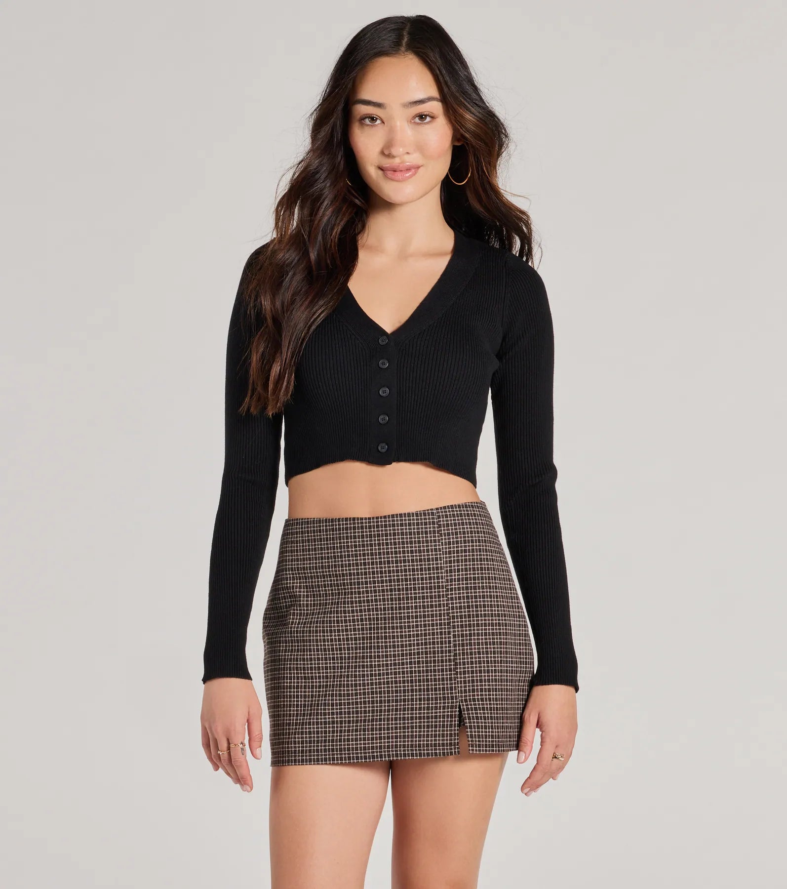 Comfortable Fashion Looks Darling Layer V-Neck Button Crop Cardigan