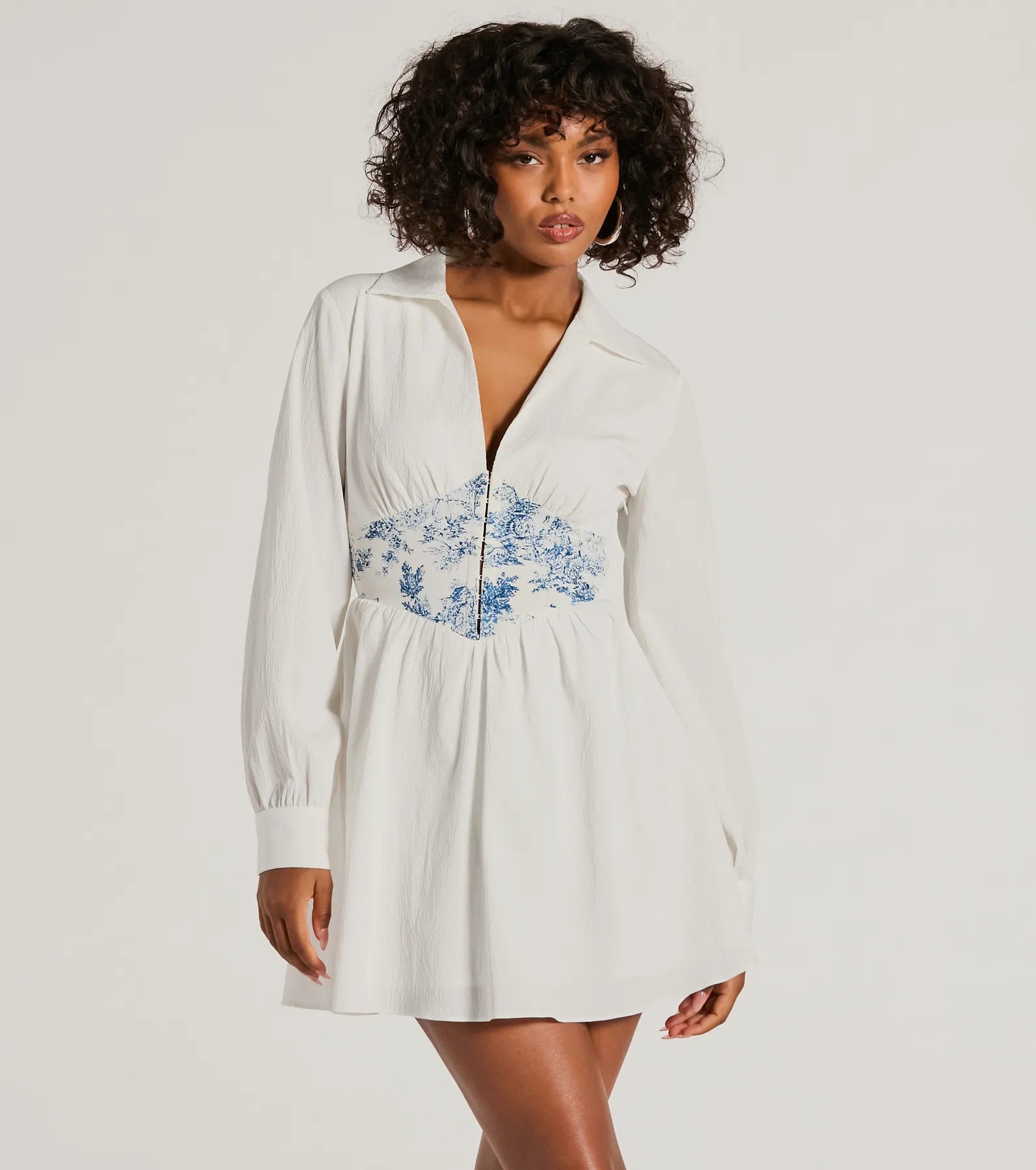 Elegant Style Delightful View Collared Scenic Waist Skater Dress