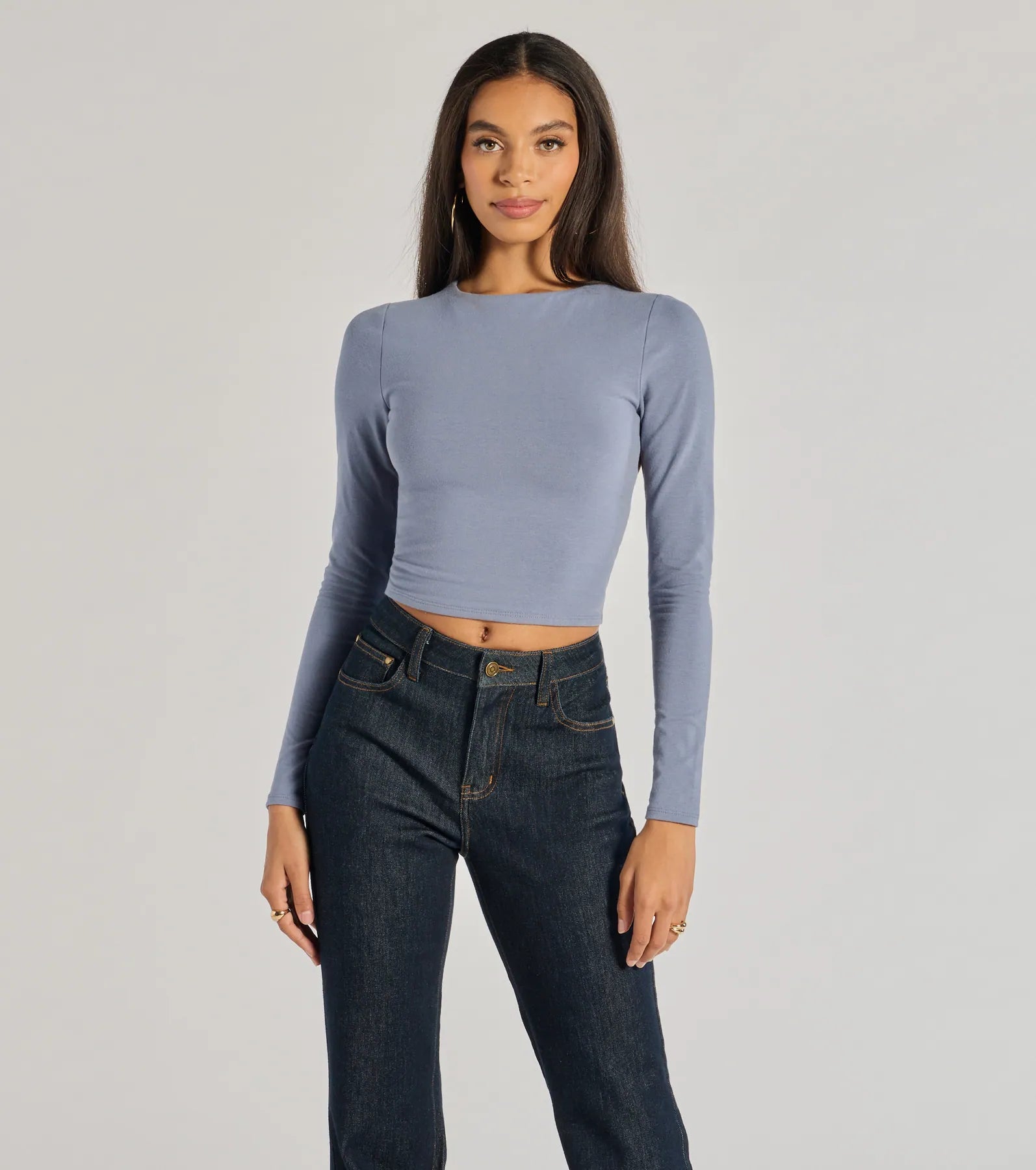 Elegant And Elegant Elevated Staple Open Back Long Sleeve Top