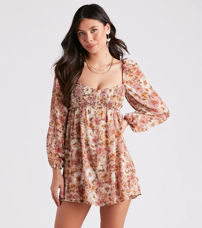 Cozy Fashions Everlasting Pretty Floral Chiffon Skater Dress