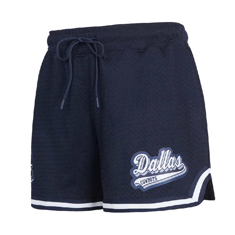 Soft Clothing NFL DALLAS COWBOYS SCRIPT TAIL WOMEN'S MESH TAPE SHORT (MIDNIGHT NAVY)