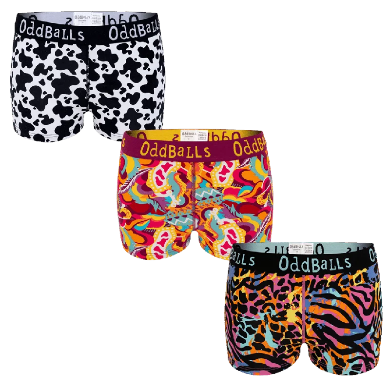 Classic Design Fiery Bundle - Ladies Boxer Shorts 3 Pack Bundle