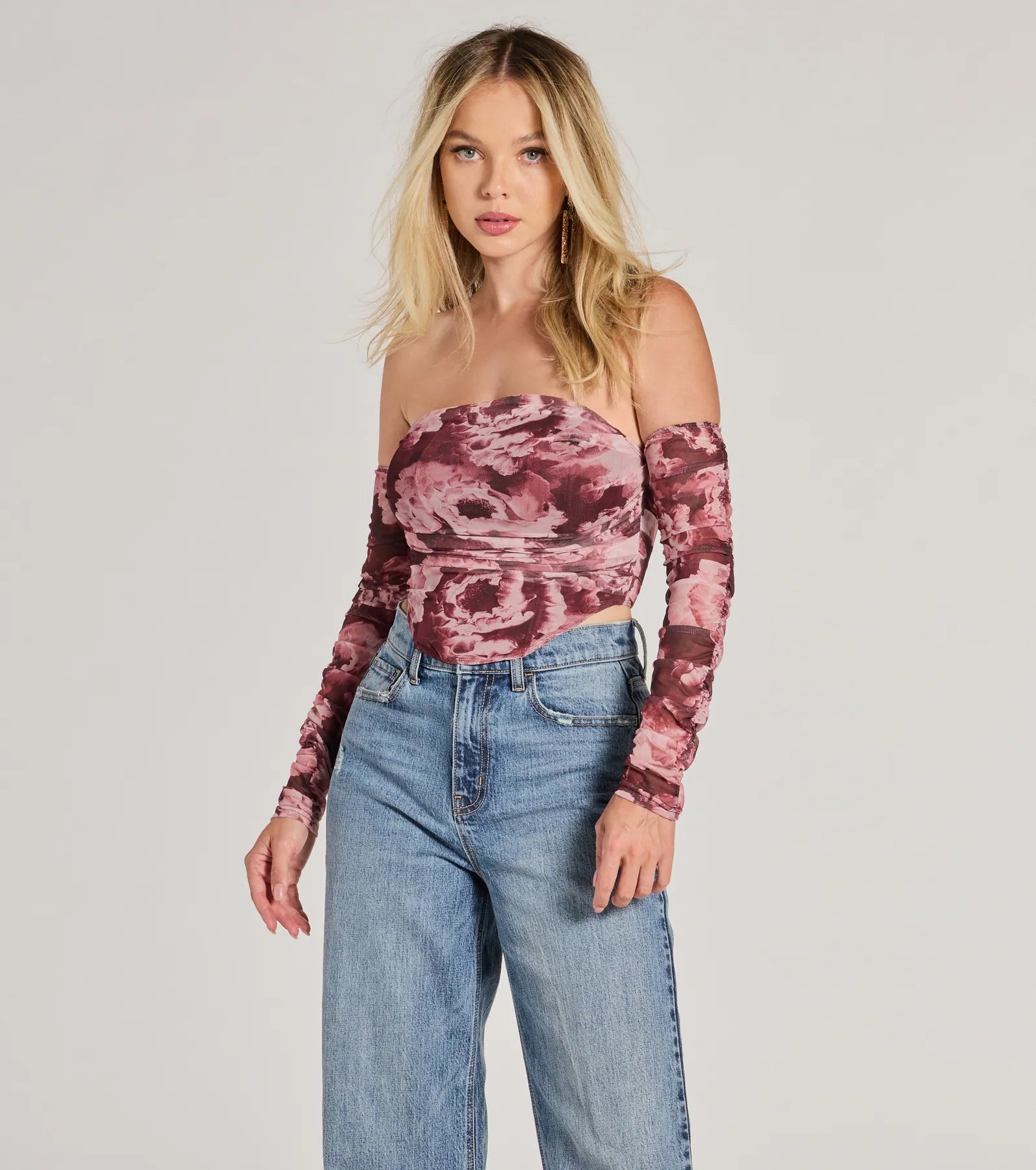 Sports Series Floral Fantasy Long Sleeve Mesh Bustier