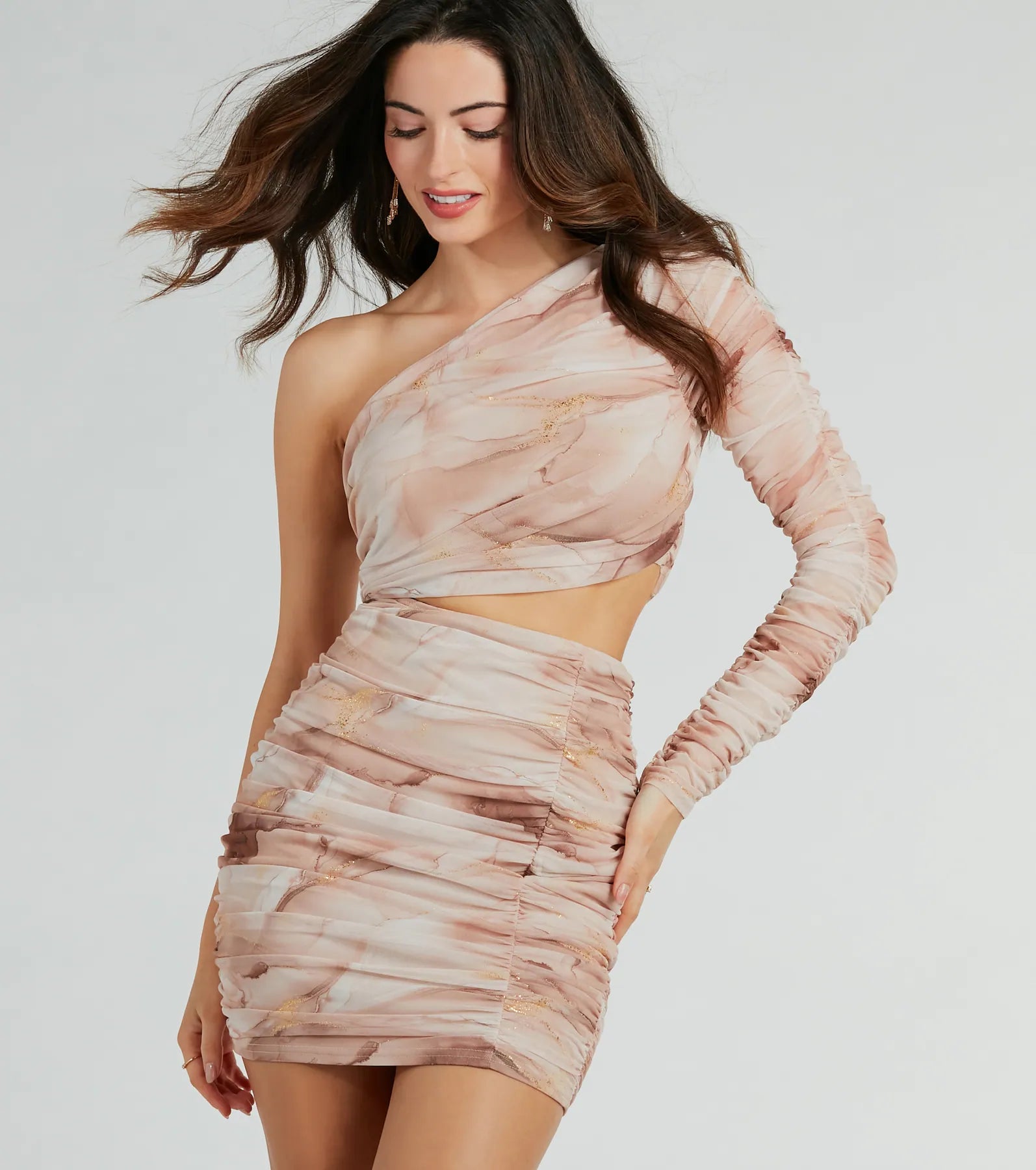 Fashion Innovation Glamorous Goddess One-Shoulder Mini Dress