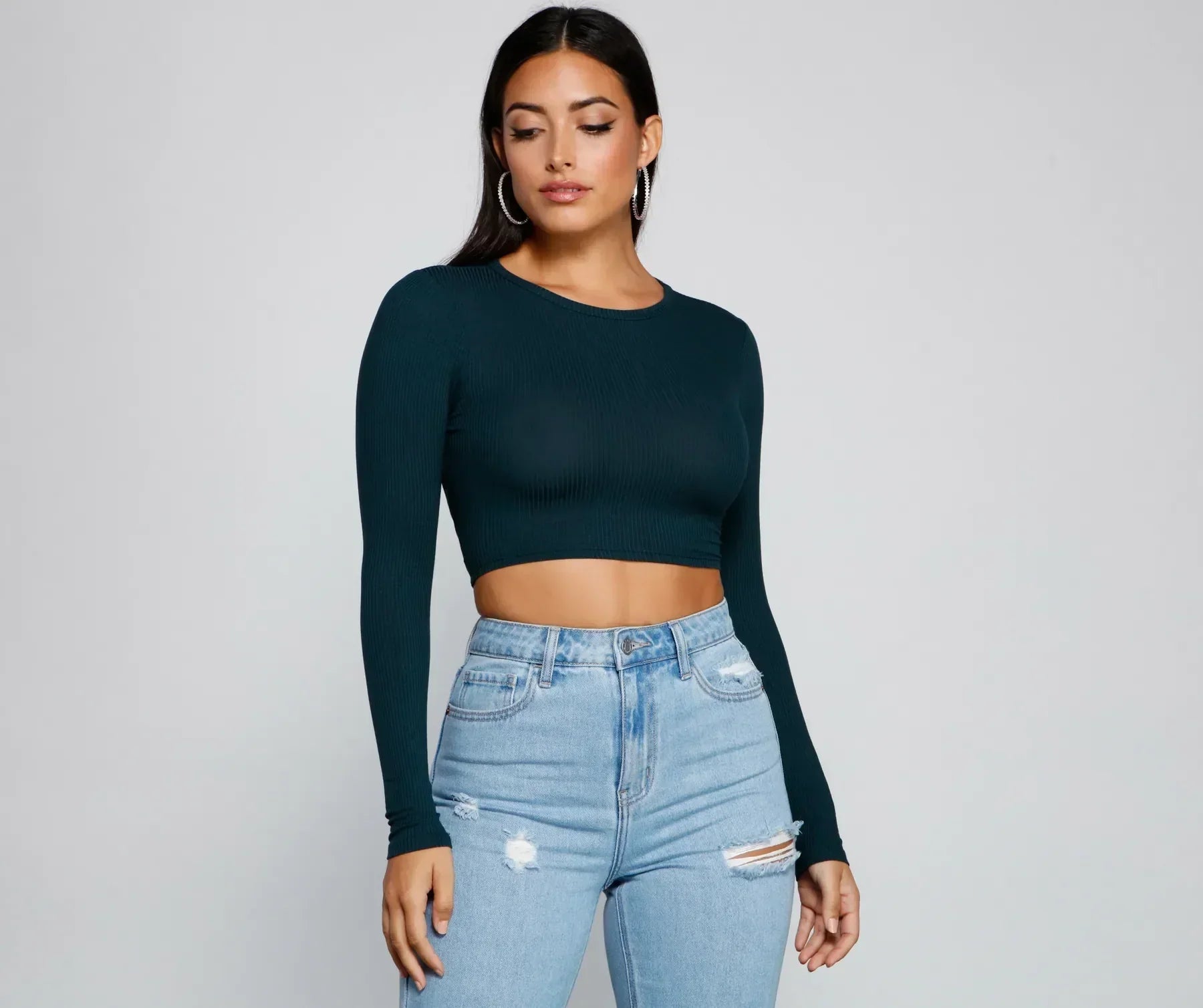 Fashionable Ease Go With It Ribbed Knit Crop Top