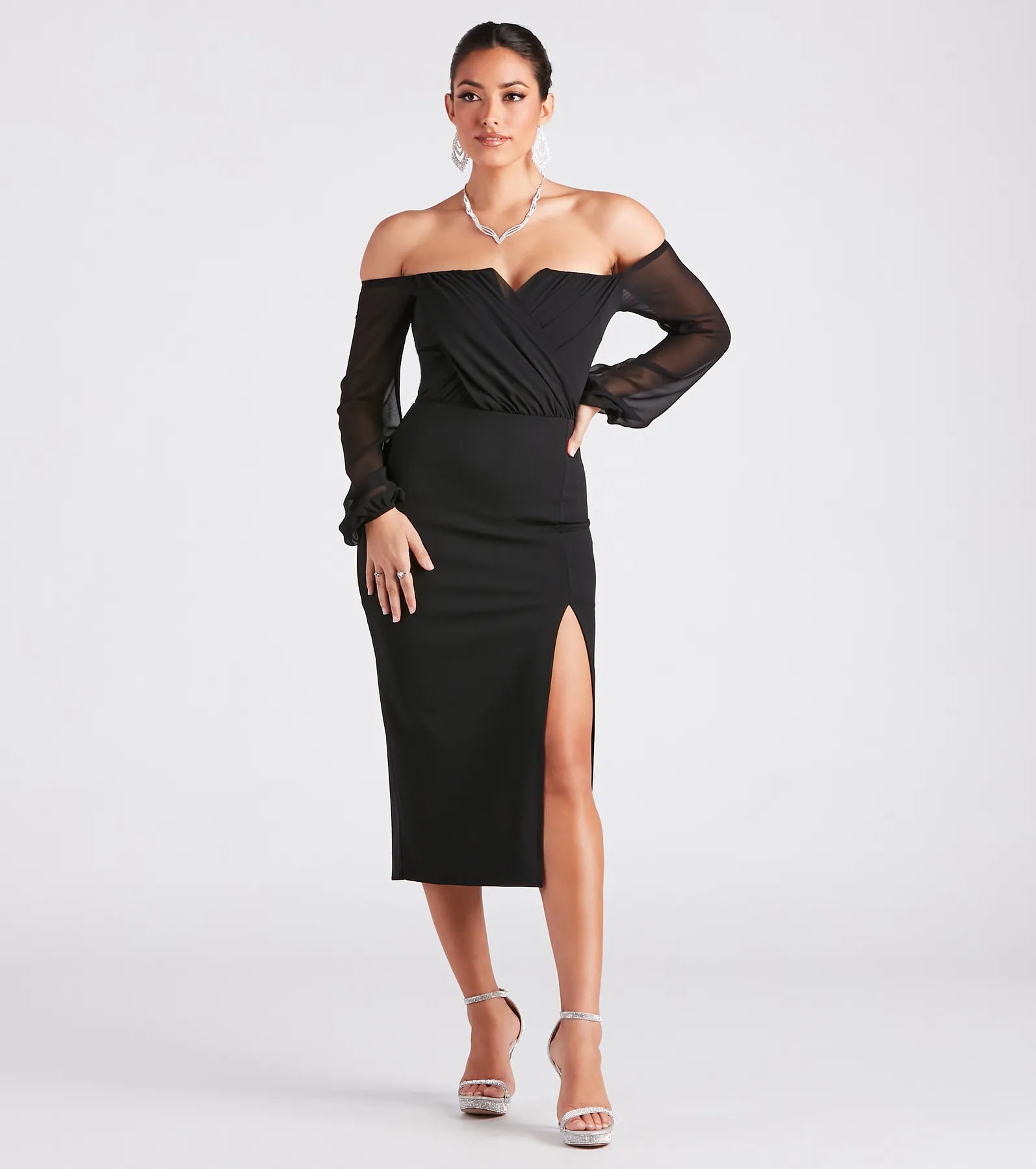 Cozy Outfit Jolene Formal Chiffon Off-The-Shoulder Dress