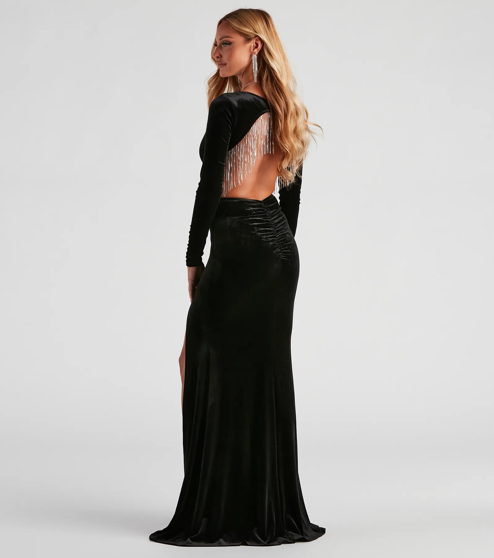 New Autumn And Winter Styles Julian Formal Velvet Rhinestone Trim Dress