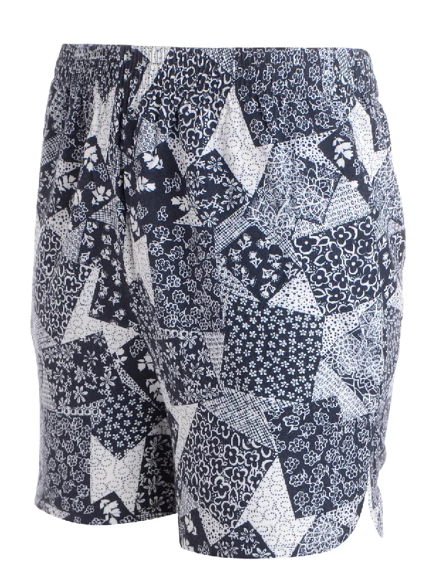 Comfy Chic Wear Reworked Curved Hem Floral Pattern Summer Shorts - W24