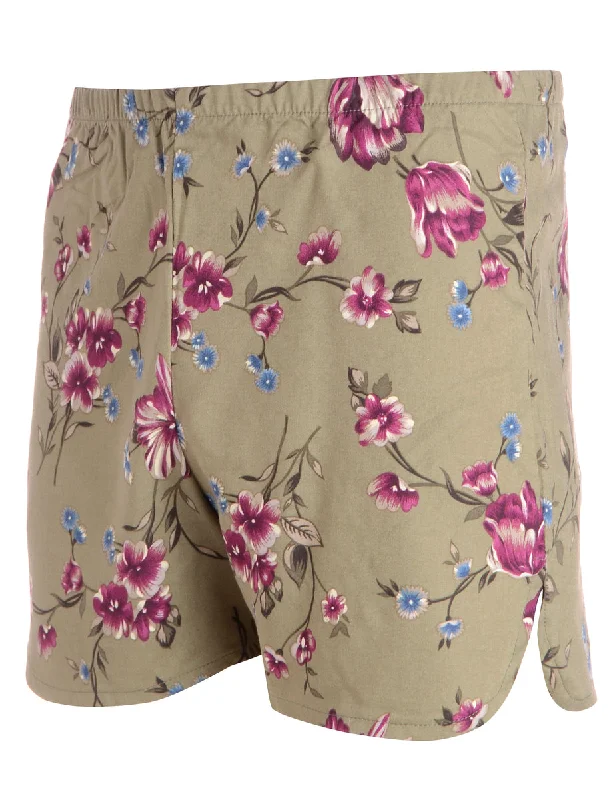 Cozy Fitting Reworked Curved Hem Floral Pattern Summer Shorts - W30
