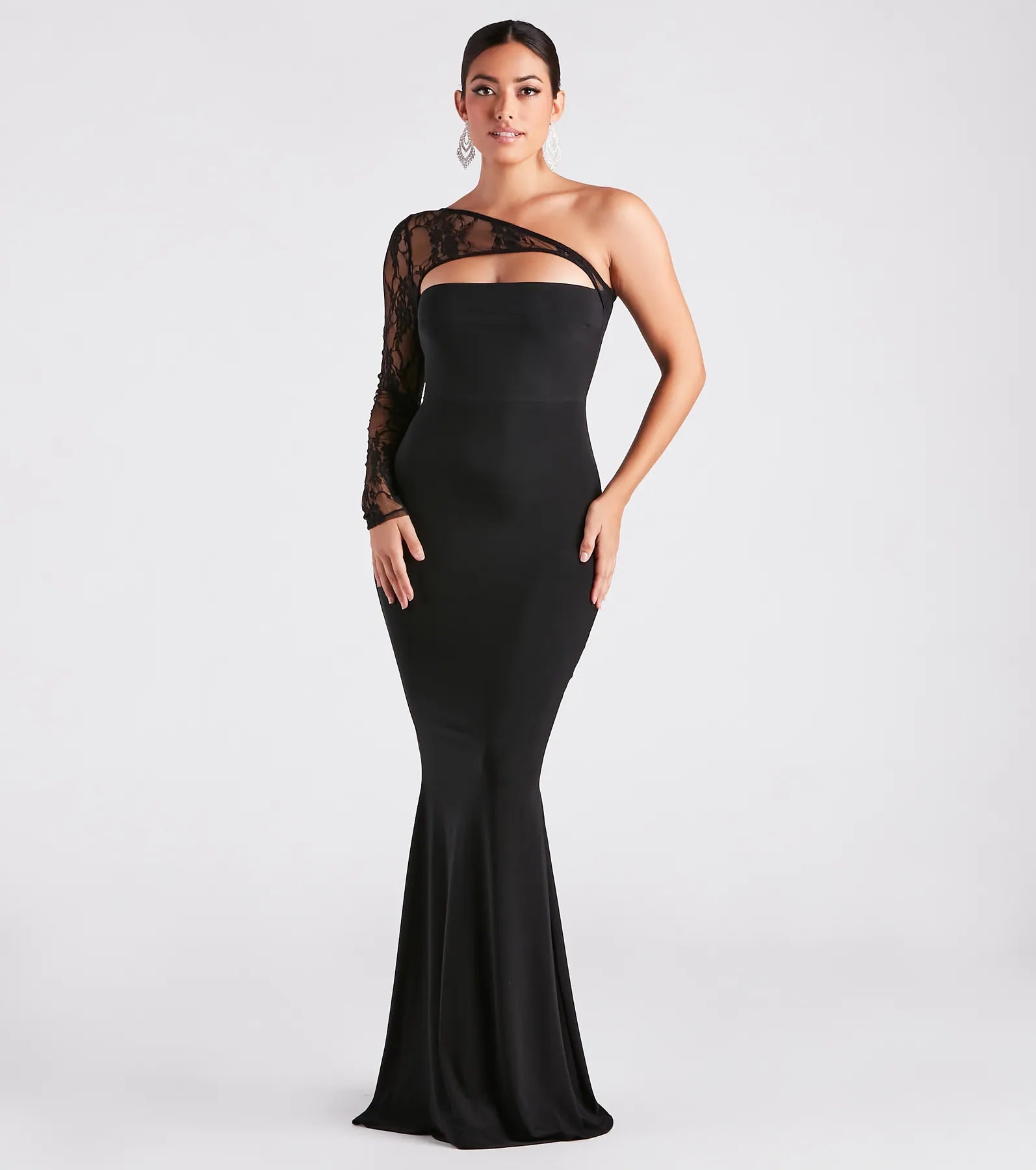 Free And Casual Magnolia Formal Lace One Shoulder Mermaid Dress