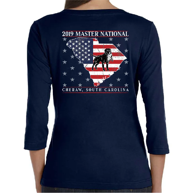 Versatile Items Master National 2019 - Ladies 3/4 Sleeve V-neck American Pride