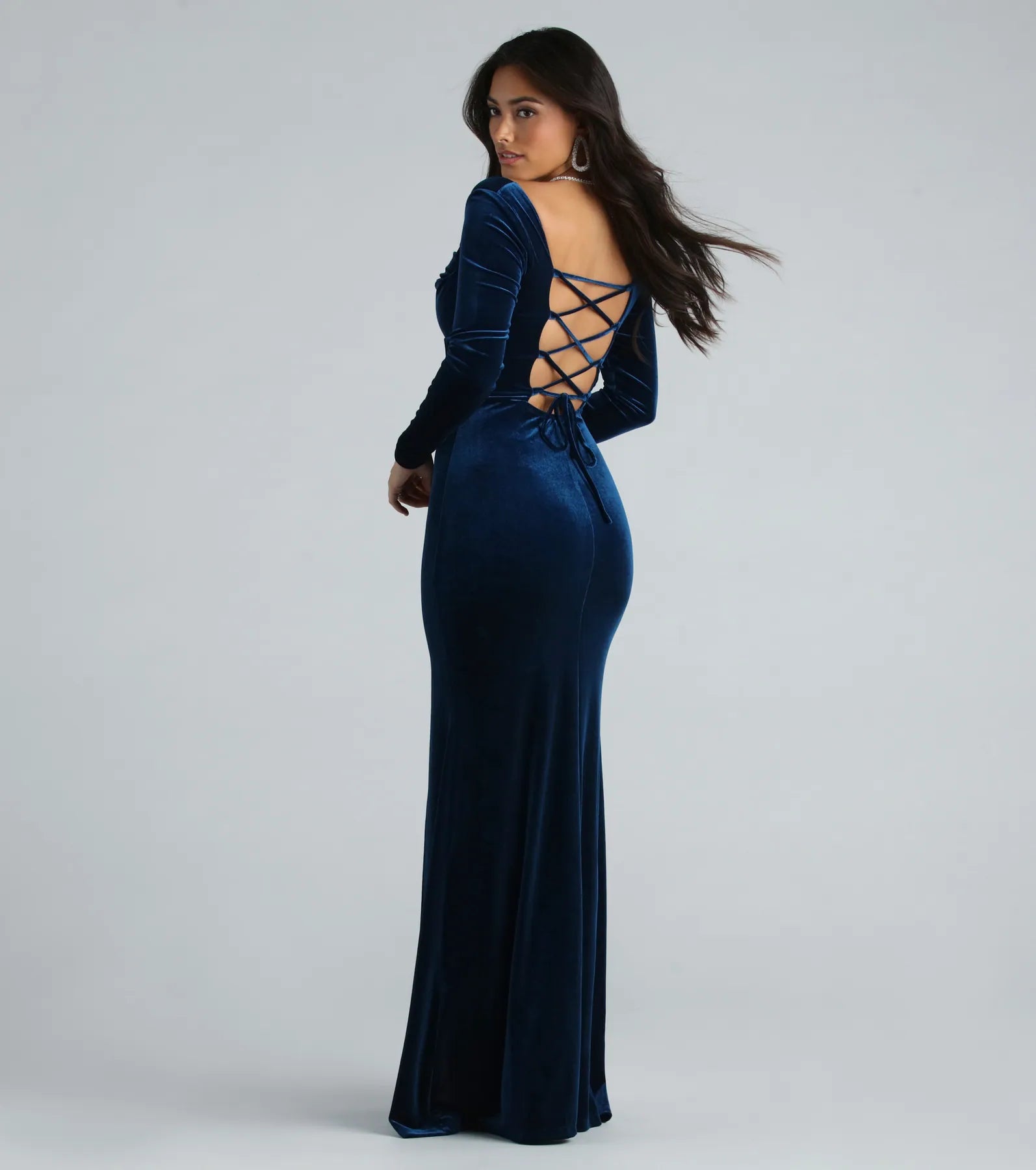 Comfortable And Cold-proof Pam Formal Velvet Long Sleeve Mermaid Dress