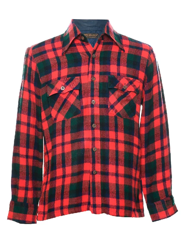 Sports Style Red Checked Shirt - M