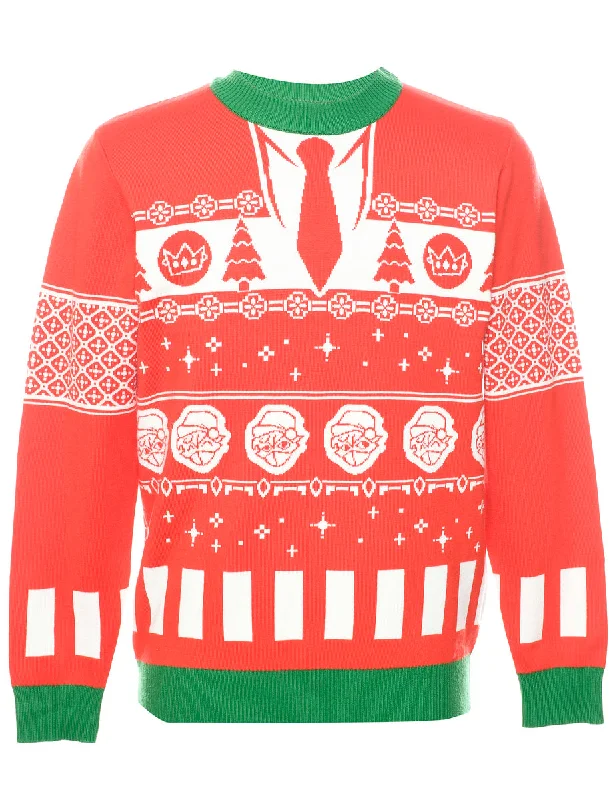 Cozy Sweaters Red Christmas Jumper - M