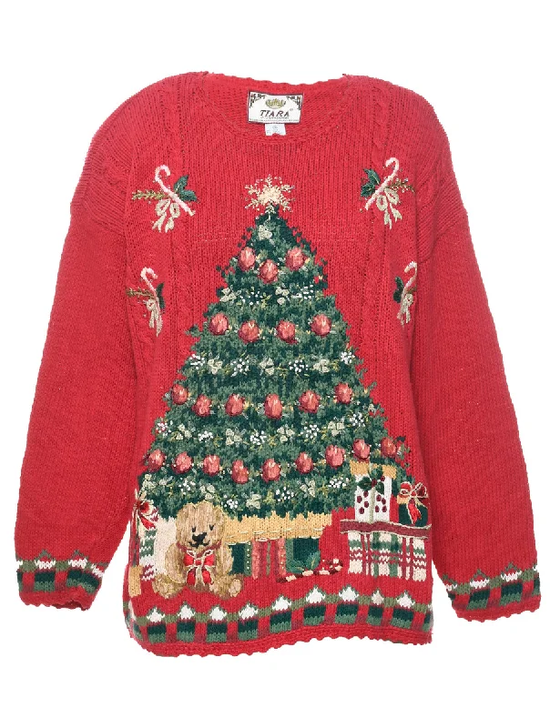 Effortless Dressing Red Christmas Jumper - XL