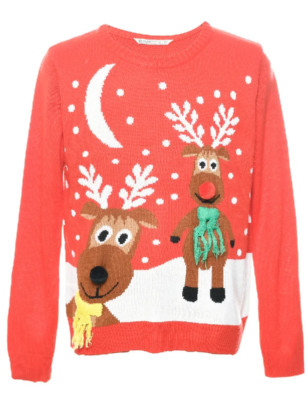 Relaxed Chic Red Christmas Jumper - XL