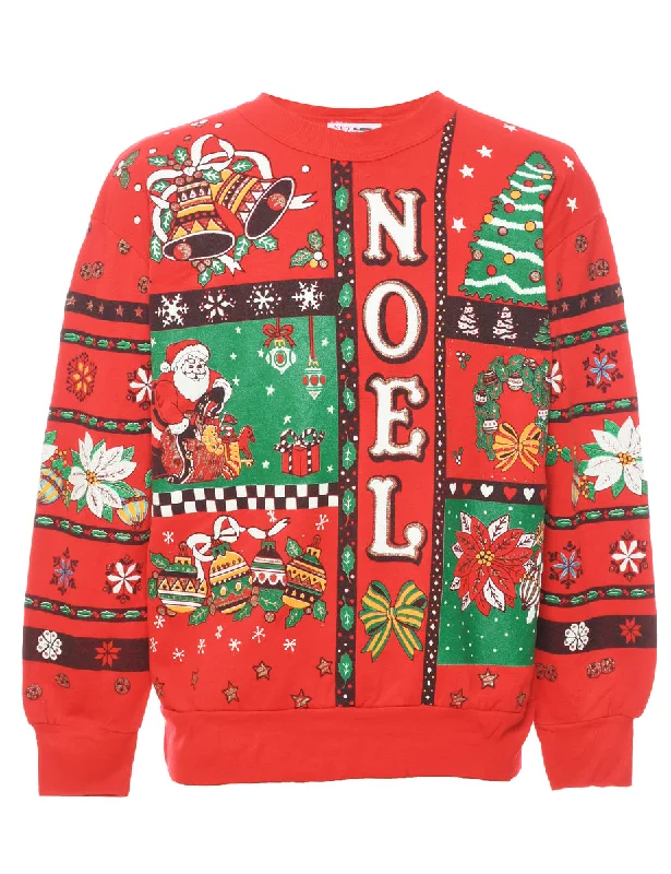 Warm Wear Red Christmas Sweatshirt - L