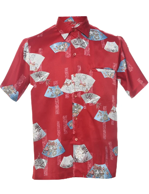 Soft Layers Red Classic 1970s Patterned Shirt - S