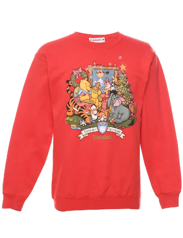 Cozy Lounge Wear Red Disney Christmas Sweatshirt - S