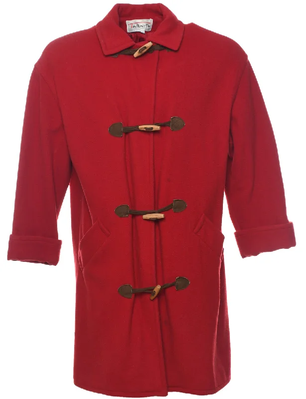 Trendy Comfort Wear Red Duffle Coat - M