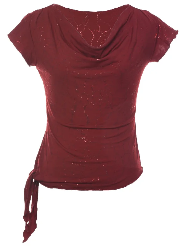 Trendy Layers Red Evening Top - M