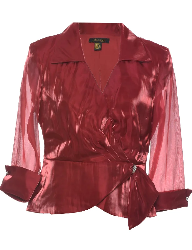 Comfortable Fitwear Red Evening Top - M