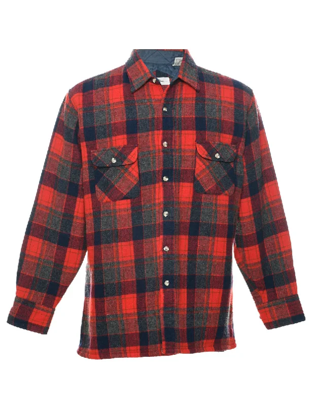 Unique Design Red Plaid Shirt - M