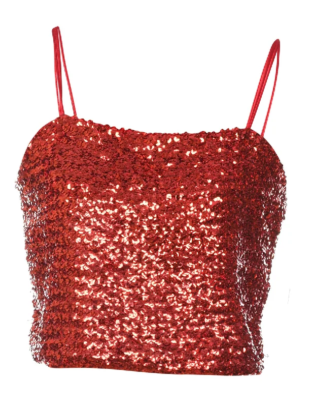 Dessert Matching Red Sequined Party Top - S