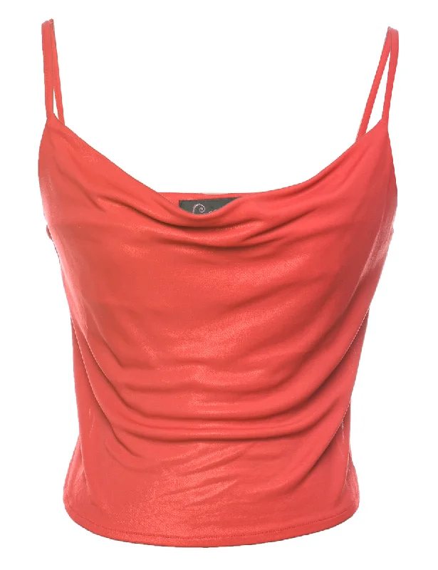 Youthful Street Fashion Red Strappy Evening Top - S