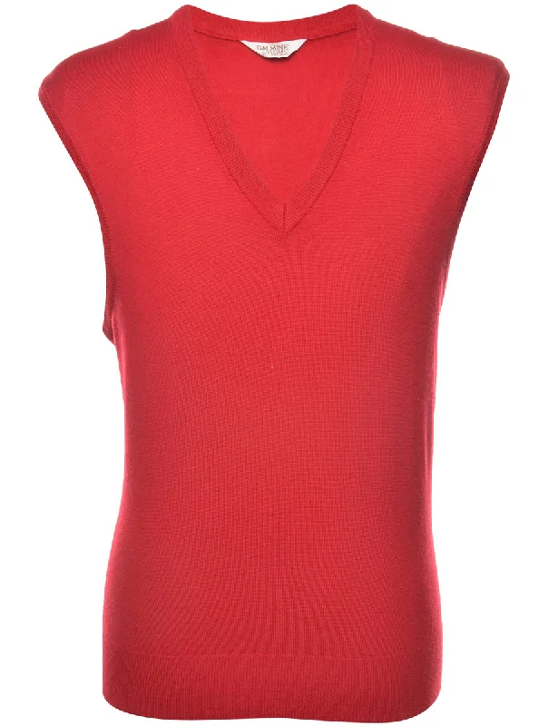 British Style Red Sweater Vest - M