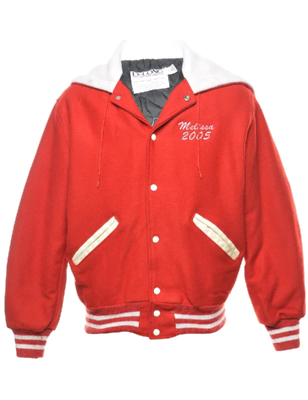 Embroidery Design Red & White 2005 Marching Band Varsity Jacket - M