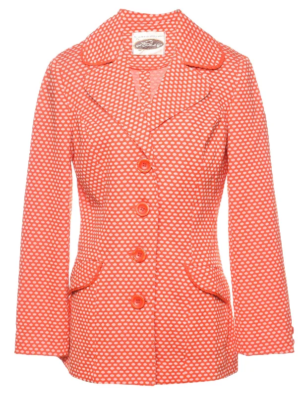 Street Fashion Red & White Polka Dot Print 1970s Blazer - S