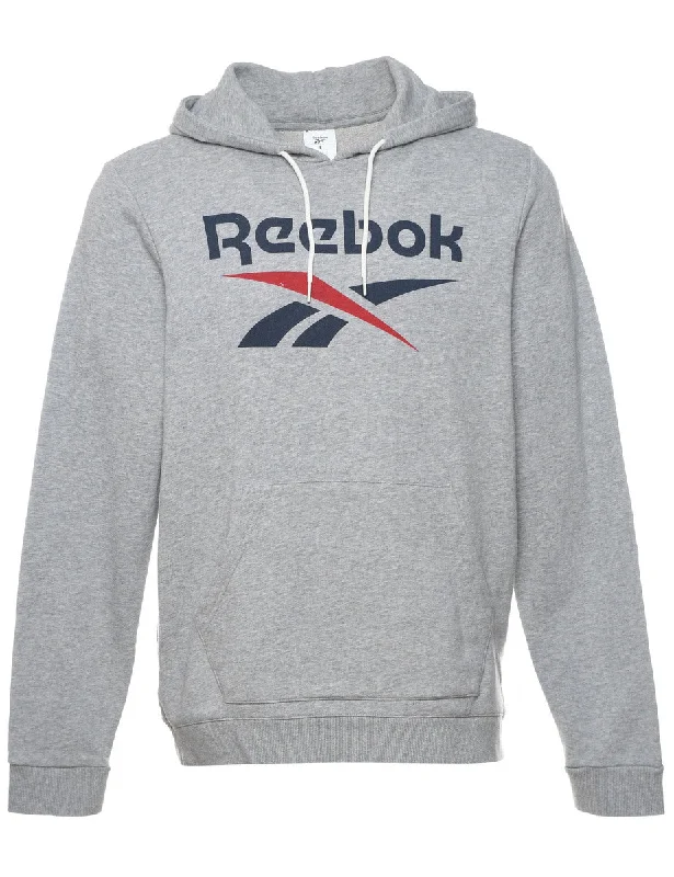 Practical Style Reebok Printed Grey, Navy & Red Hoodie - L
