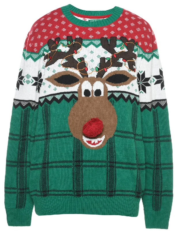 Fashionable And Fashionable Reindeer Christmas Jumper - M