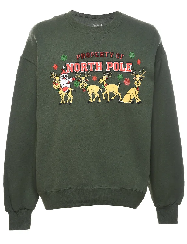 Celebrity Style Reindeer Christmas Sweatshirt - L