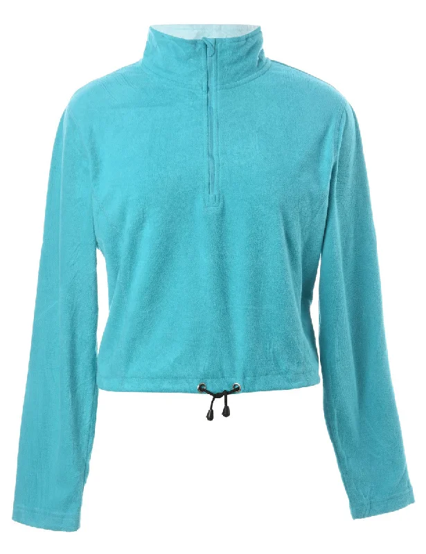 Stylish Ease Reworked Cropped Fleece Jacket With Drawstring - XL