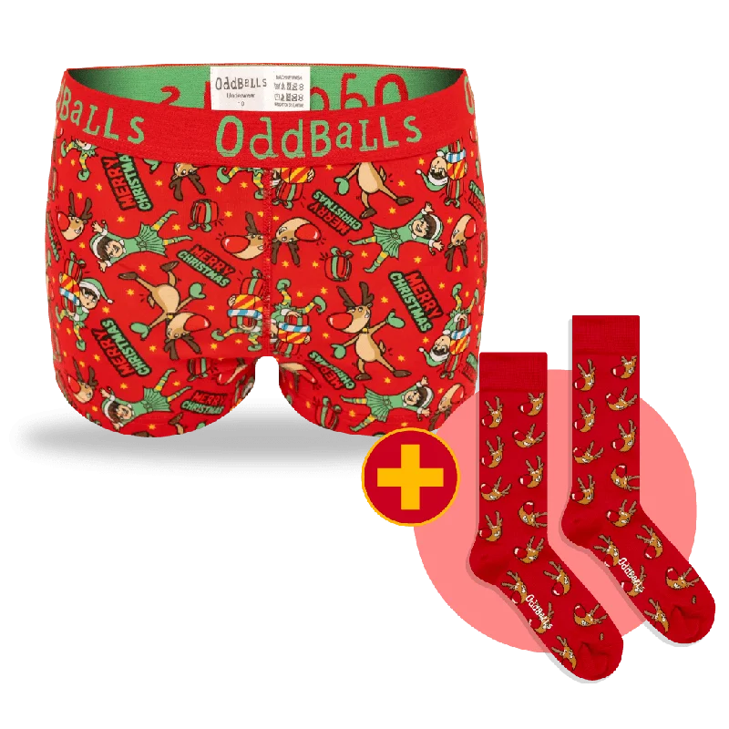 Warm Chic Outfits Rudolph Bundle - Ladies Boxer Shorts + Socks Bundle