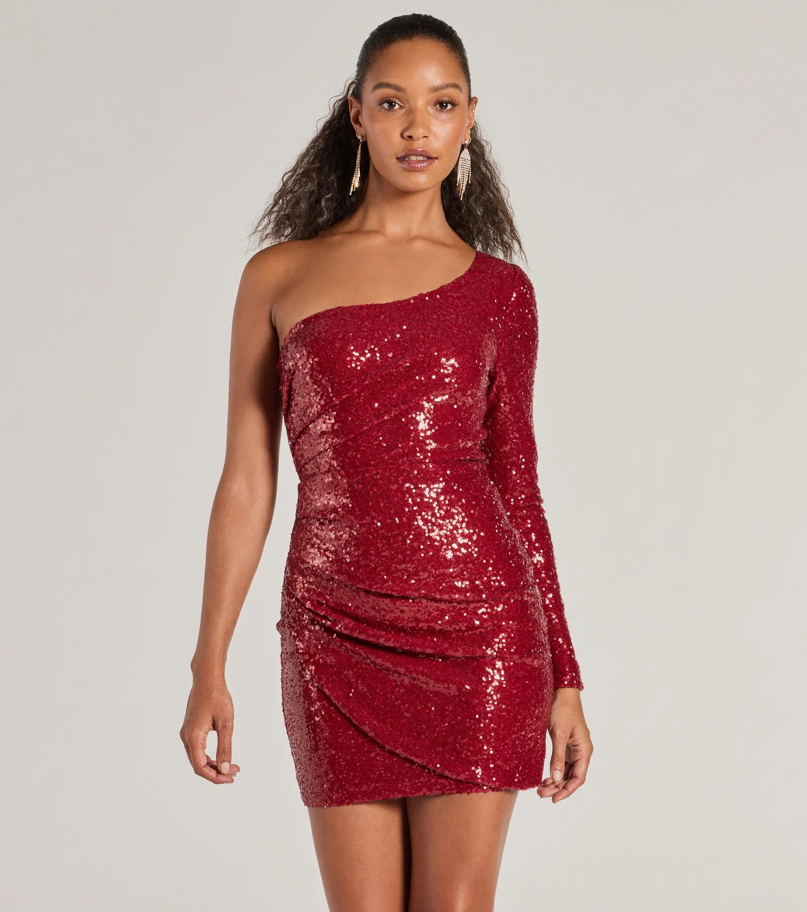 Noble Temperament Sandra Sequin One-Shoulder Mini Dress