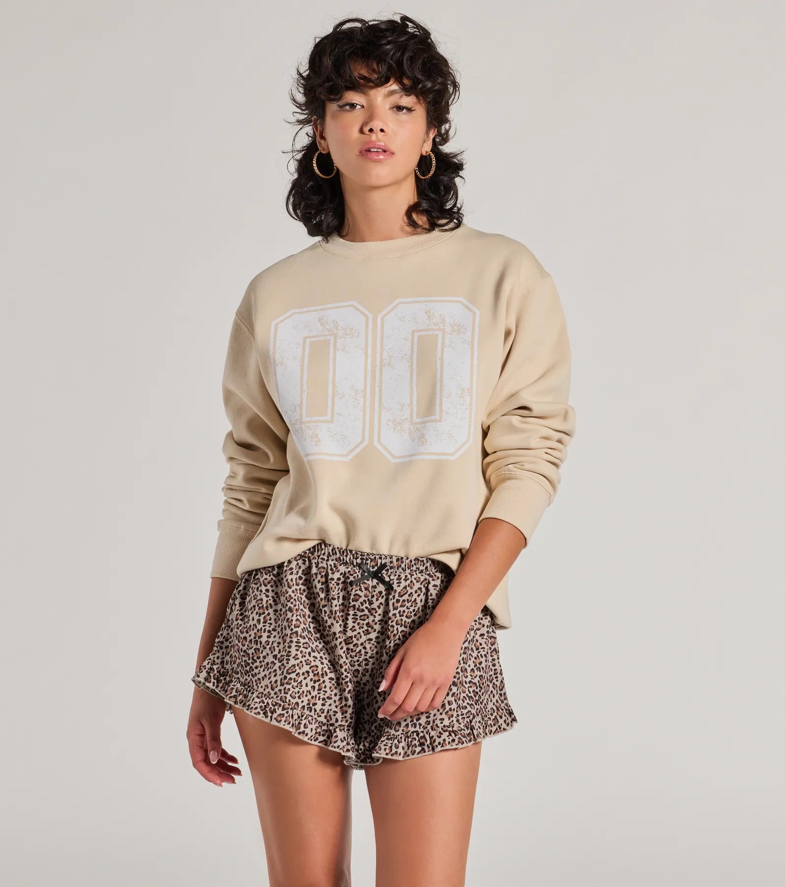 Cozy Vibes Sporty Era Oversized Fleece Screen Sweatshirt