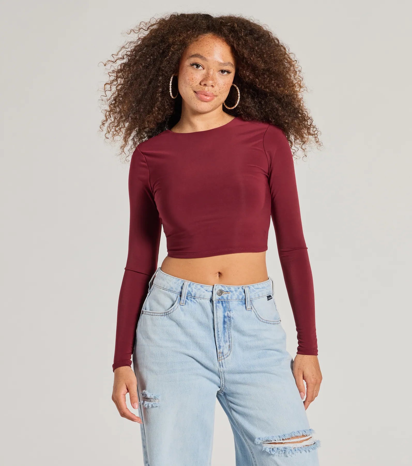 Breathable Comfort Stop And Stare Backless Long Sleeve Top